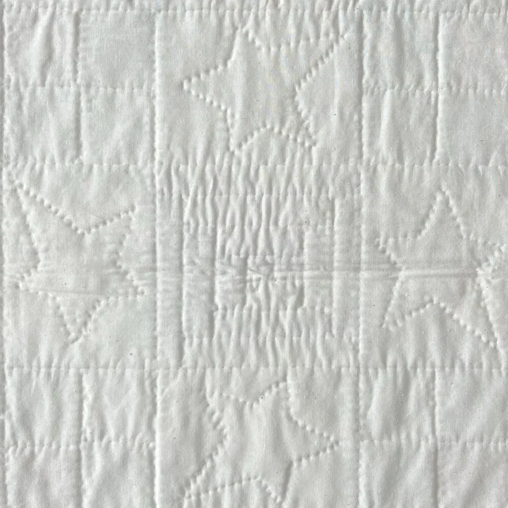 Handcrafted Hand Stitched Quilted Patchwork Log Cabin White Stars Table Topper